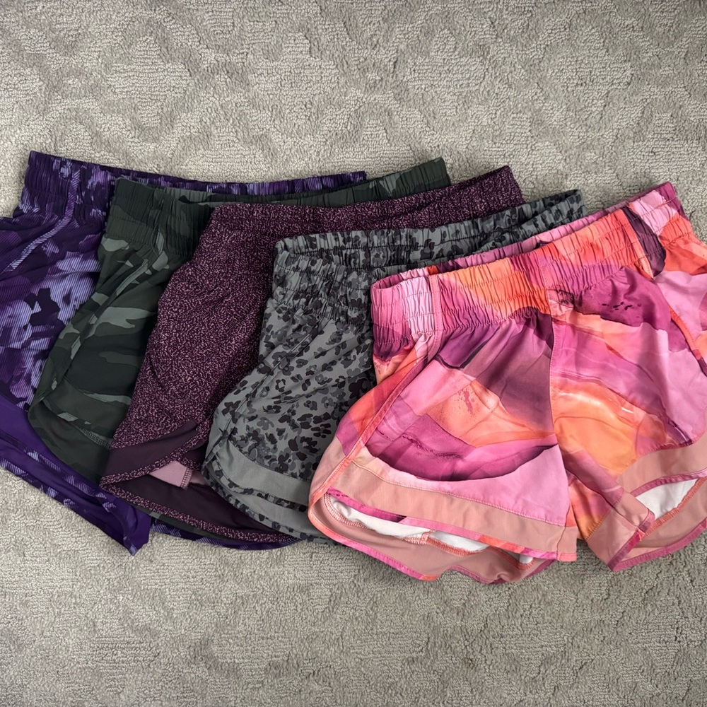 Set of 5 Colorful Athletic Shorts - Athleta mid-rise mesh racer run shorts 4”